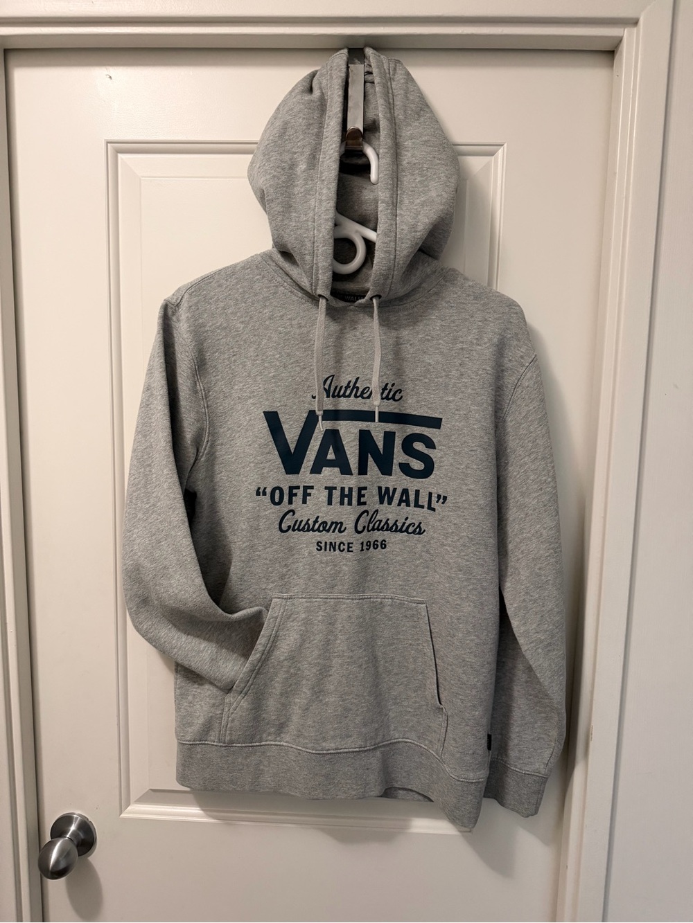 Vans Gray Hoodie with Navy 'Off The Wall' Logo
